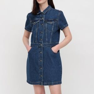 Grlfrnd Blue Denim Button Down Dress